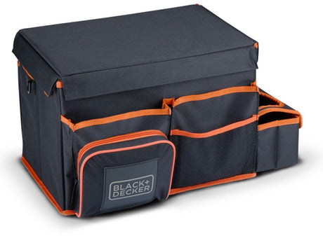 Black+decker kofferbakorganizer – 47,5 x 25 x 30 cm – met draagriem – bekerhouder – grijs oranje