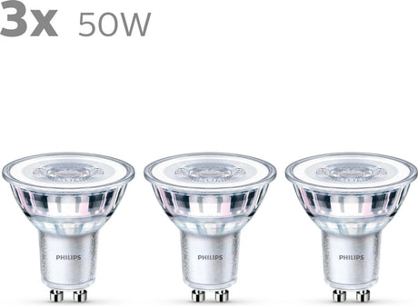 Philips led energiezuinige spot - 50 w - gu10 - koelwit licht - 3 stuks - bespaar op energiekosten