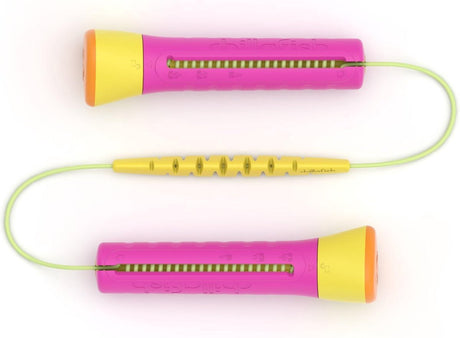 Chillafish springtouw kinderen aanpasbaar in lengte - roze - springtouw meisjes en jongens 4 jaar - gemakkelijk op te bergen door roll store handvaten - model skibbi