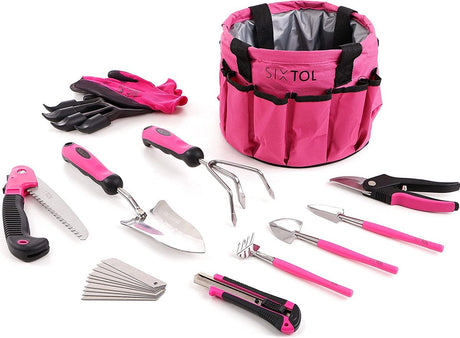 Sixtol 10 tuingereedschapsset 10 stuks tuinaccessoires van roestvrij staal praktische tuintas als cadeau vrouwen voor tuiniers vrouwen