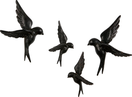 Woood vogels avaler - papier - zwart - set van 4