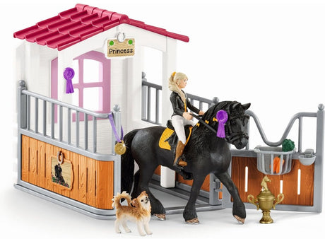 Schleich horse club - speelfigurenset - paardenstal met horse club tori princess - kinderspeelgoed voor jongens en meisjes - 5 tot 12 jaar - 14 onderdelen - 42437