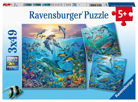 Ravensburger dieren in de oceaan - kinderpuzzel 3 x 49 stukjes - vanaf 5+