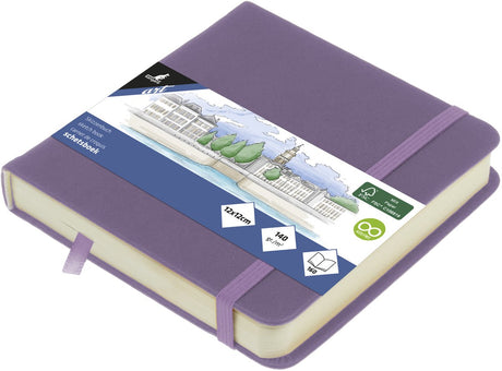 Kangaro schetsboek - 12 x 12cm - heather purple - met elastiek en lint - k-861253
