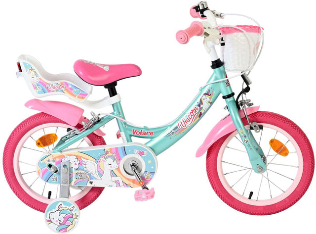 Abi unicorn kinderfiets - meisjes - 14 inch - groen - twee handremmen