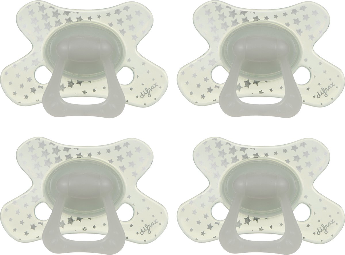 Difrax fopspeen natural - 12 tot 18 maanden - sterretjes transparant - 4 stuks