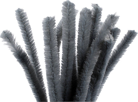 Creativ company creotime chenille draad 15 stuks 30 cm 15 mm grijs
