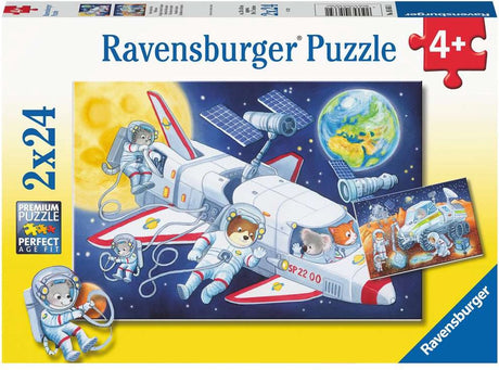 Ravensburger reis door de ruimte - kinderpuzzel 2 x 24 stukjes - vanaf 4+