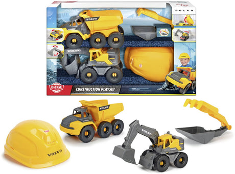 Dickie speelgoedvoertuig - toys - speelset volvo constructie - kraanwagen - truck - helm