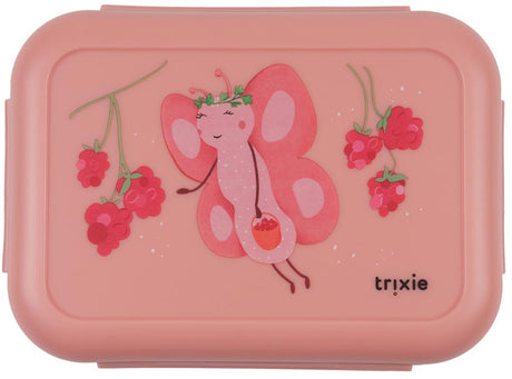 Trixie | lunchbox met clips - fruit fairy mrs. butterfly - rsv lunchbox voor kinderen - gemakkelijk te openen - lunchbox - roze - rvs - lekvrij