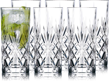 Lyngby glas melodia kristal waterglazen - 360 ml - set van 4 - highball drink- cocktailglazen, vaatwasserbestendig