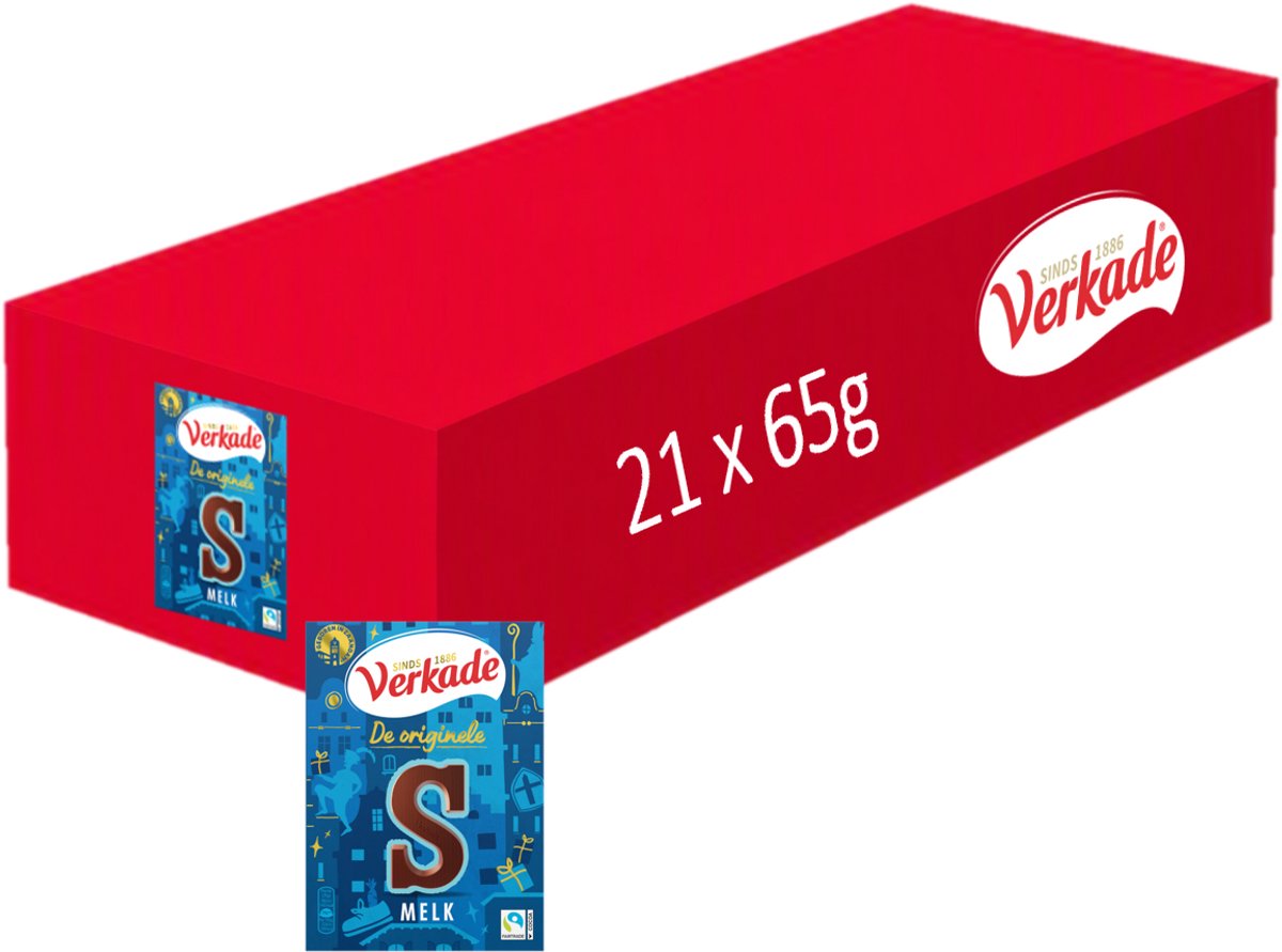 Verkade chocoladeletter melkchocolade - letter s - 21 x 65 gram