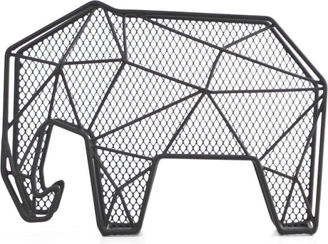 Kikkerland brievenhouder - grafische olifant - zwart - organiser - metaal - 25x15x9cm
