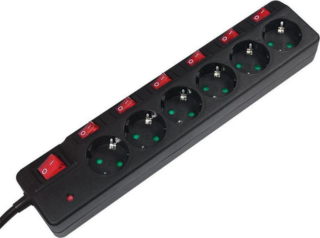 Logilink lps233 overspanningsveilige stekkerdoos 6-voudig zwart randaarde stekker 1 stuk(s)