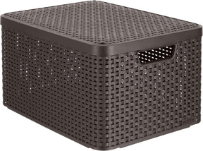 Curver rattan style opbergmand l - met deksel - 36.4 liter - bruin