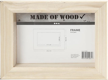 Creativ company 3d lijst met glas, afm 18,2x23,2 cm, diepte 2,5 cm, grenen, 1stuk, binnenmaat 12,8x17,7 cm
