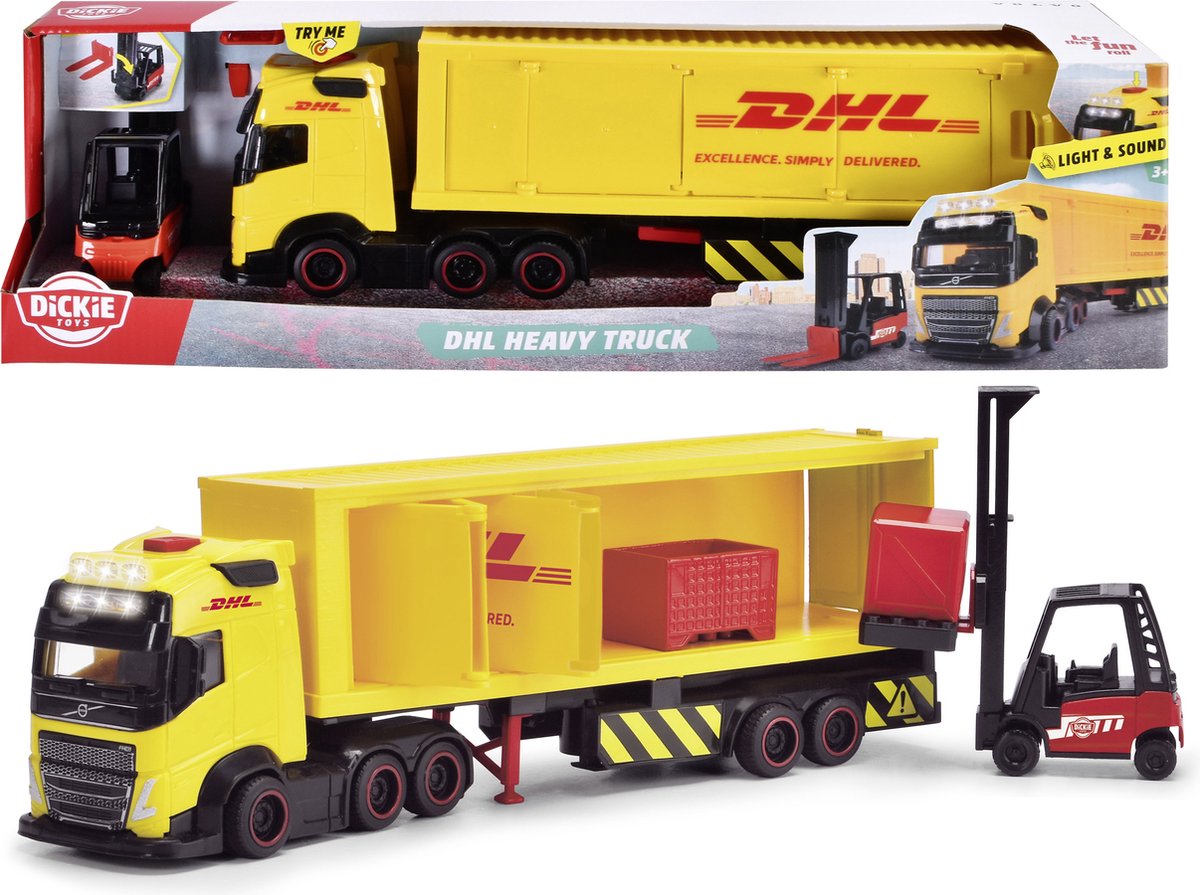 Dickie toys - vrachtwagen volvo dhl truck - heftruck