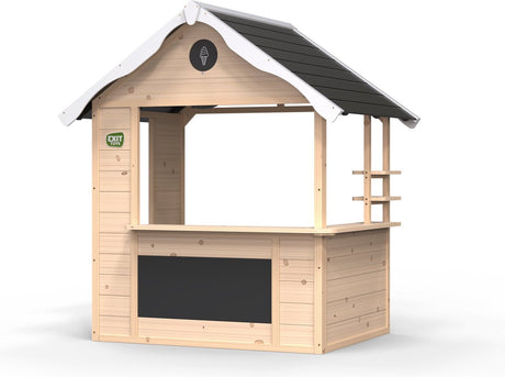 Exit toys exit hika houten speelhuisje voor buiten - speelhuis met winkeltje en rollenspelrad, 8 thema's - voor peuters en kleuters - naturel
