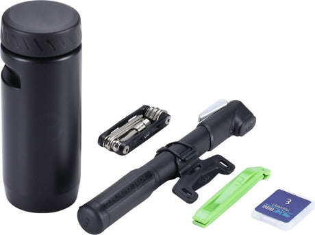 Bbb cycling combiset tools tubes bidonhouder - met gereedschapsset - gereedschapsbidon fiets - zwart - maat l - bsb-64