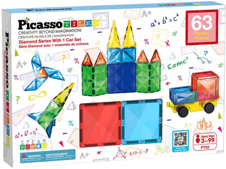 Picasso tiles tactic - constructiespeelgoed - magnetic tiles - magnetische tegels - diamond series set: 63-delig
