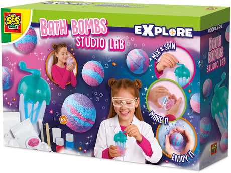 Ses creative studio lab zelf badbruisballen maken - 6 bruisballen - vanaf 8 jaar - experimenteerset - goed uitwasbaar - schoencadeautjes sinterklaas