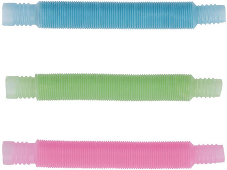 Eddy toys pop tube 3-delig - fidget toy type tangle - kunststof - geel, lichtblauw en roze - geschikt voor jongens en meisjes vanaf 36 maanden - lengte 21,8 cm - 2 jaar garantie
