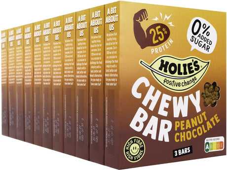 Holie's chewy bar peanut chocolate 3 repen - reep - suikervrij - gezond - vegan - 11 pack