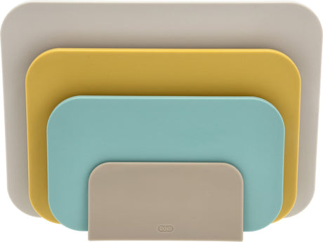 Rosti choptima snijplankenset 35,5 x 7 x 26,5 cm beach- kunststof - 4 snijplanken - vaatwasserbestendig - met houder - keuken