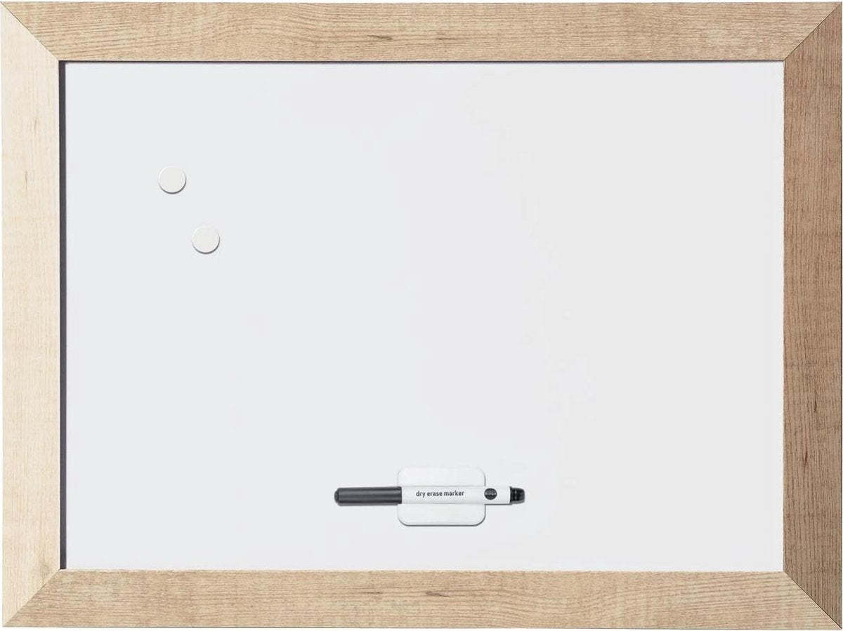 Bi-office bisilque kamashi - whiteboard - magnetisch - niet kantelbaar - met naturel kader