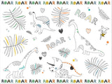 Folat party products placemats kleurplaten dino roars - 6 stuks