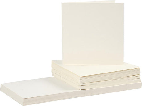 Creativ company kaarten en enveloppen, 15x15 cm, 16x16 cm, off-white, 50 set, 1 doos