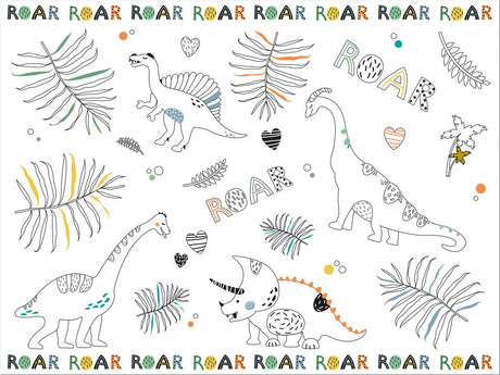Folat kleurplaat placemat dino roars, 6st.