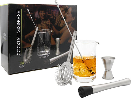 Leopold vienna - cocktail set 5-delig (mixglas, barlepel, stamper, pipet, strainer) - cadeau giftset
