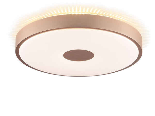 Brilliant tavis - plafondlamp - led 24w - 2900lm - 3000k - 3 steps dimbaar - sunny backlight - rosé goud