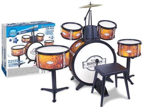 Bontempi spa bontempi - drumstel - speelgoed muziekinstrument - 6-delig met kruk en realistisch geluid.