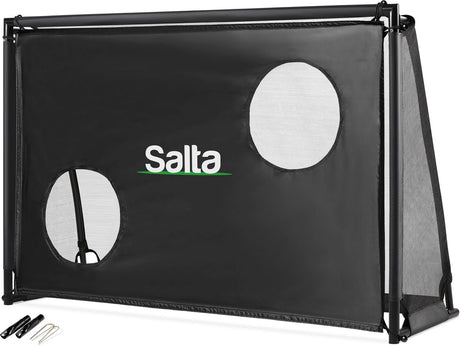 Salta legend - groot voetbaldoel inclusief trainingswand doelwand schietnet en grondankers - 180 x 120 x 60 cm - voetbalgoal voor kinderen en volwassenen - zwart - voetbal training doel
