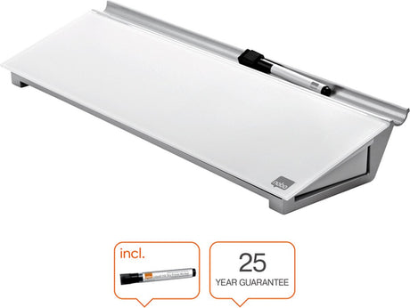 Nobo bureau notitiebord met droog uitwisbaar glasoppervlak - inclusief whiteboard marker met wisser - wit