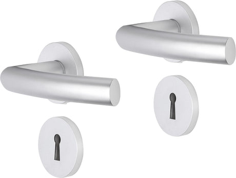 Impresso deurkruk - burton - voor binnen - rond met rond sleutelrozet - aluminium - 2 stuks
