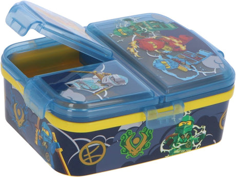 Stor lego ninjago kinderlunchbox – broodtrommel met 4 vakken voor kinderen vanaf 4 jaar - vaatwasserbestendig bpa-vrij - donkerblauw