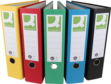 Q-connect ordner, voor ft a4, uit recycolor papier, rug van 8 cm, geassorteerde kleuren, pak van 10