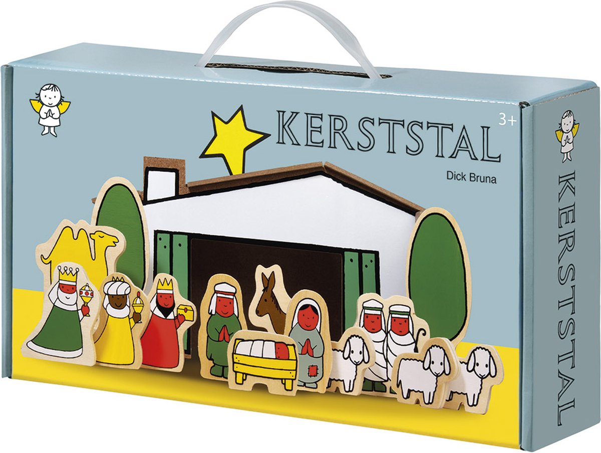 Bambolino dick bruna houten kerststal - kerstmis - speelgoed kinderen - met 14 speelfiguren - voor meisjes en jongens - toys