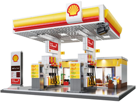 Cada bricks c66026w icons shell tankstation mega bouwset | classic creator modular building | expert architecture modelbouw | technisch educatief speelgoed voor volwassenen kinderen | decoratie bouwpakket geschikt voor lego | bouwdoos met 1309 bloks