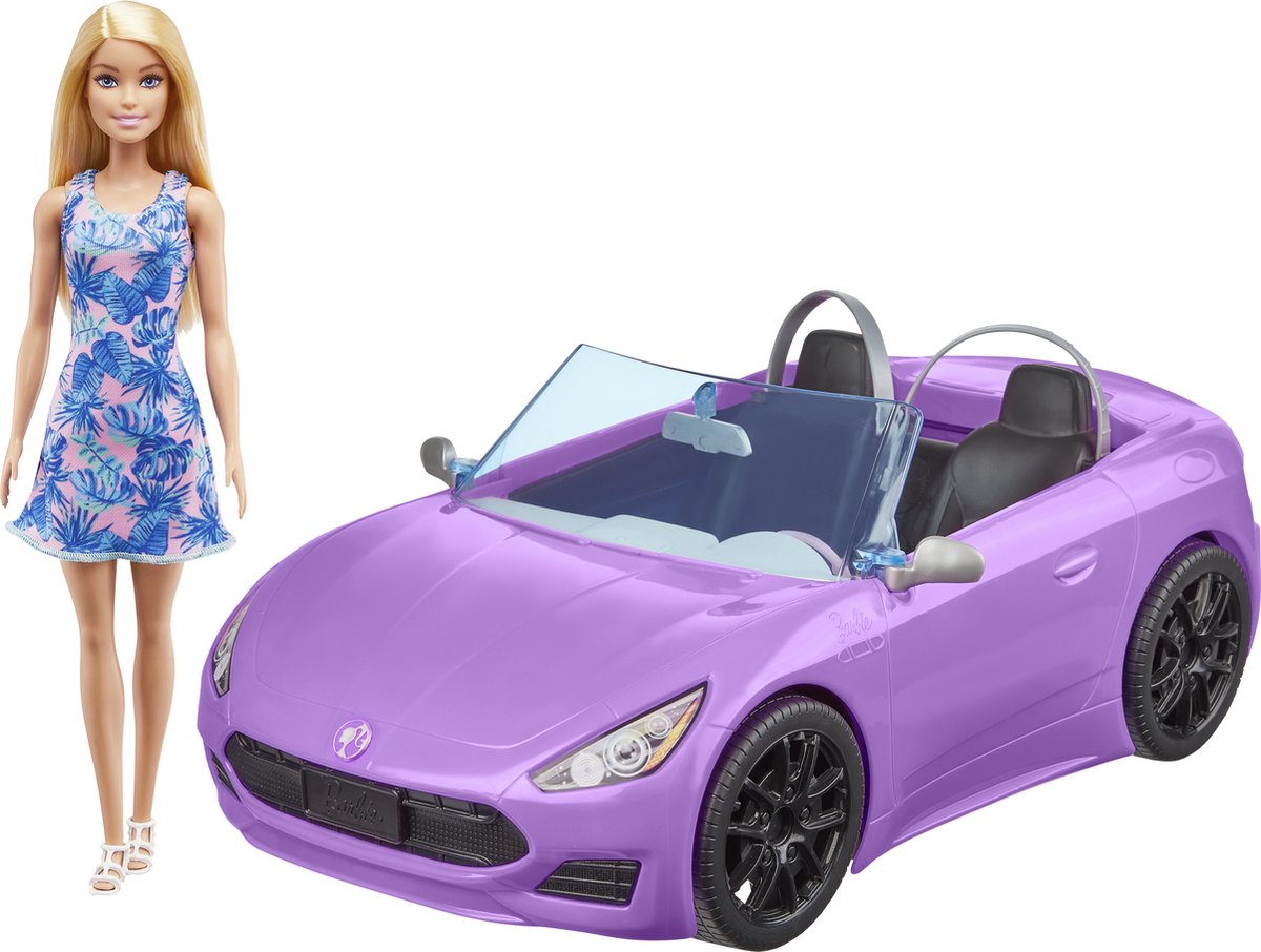 Barbie pop met paarse cabrio - modepop