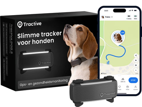 Tractive dog 6 – honden gps met gezondheid activity functies - past op meeste halsbanden – zwart one size