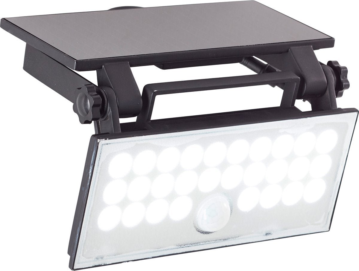 Brilliant luton - buiten wandlamp - led 6w - solar - 1000 lm - 4100k - draaibaar - sensor - ip65 - zwart