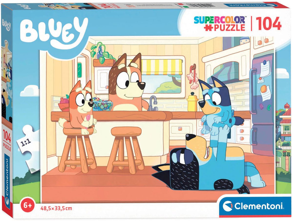 Clementoni - puzzel - 104 stukjes - bluey - puzzel voor kinderen - vanaf 6 jaar
