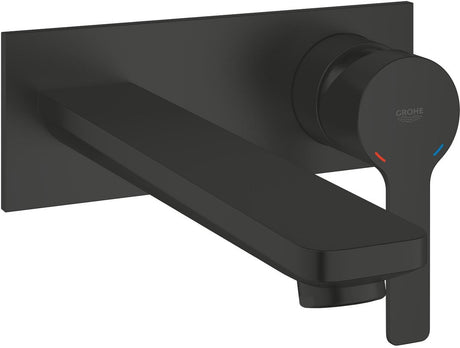 Grohe lineare l-size tweegats wastafelmengkraan – wandmontage – aquacalibrator – matte black