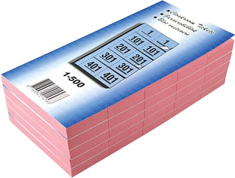 Kubus garderobeblokken nummers van 1 t.e.m. 500, kers 5 stuks