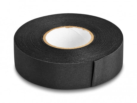 Delock stoffen tape 25 m x 25 mm ongebonden zelfklevend zwart