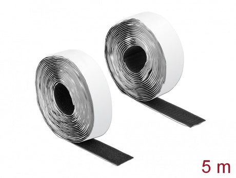 Delock klittenband haak-en-lus tape zelfklevend l 5 meter x b 25 mm zwart